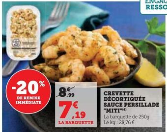 Hyper U Crevette décortiquée sauce persillade miti offre