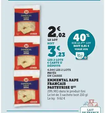 Hyper U Emmental rape francais pasteurise u offre