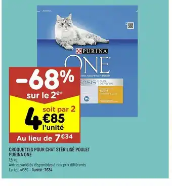 Leader Price Croquettes pour chat stérilisé poulet purina one offre