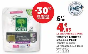 Hyper U Lessive liquide l'arbre vert offre