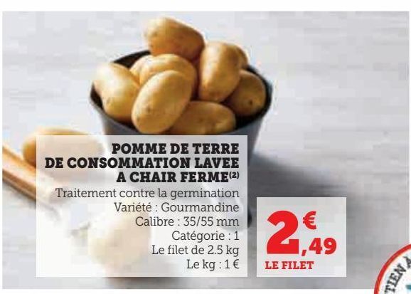 Hyper U Pomme de terre de consommation lavee a chair ferme offre