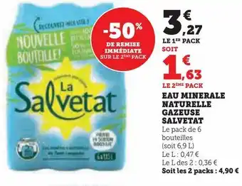 Hyper U Eau minerale naturelle gazeuse salvetat offre
