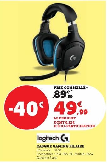Hyper U Casque gaming filaire offre