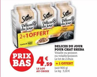 Hyper U Delices du jour pour chat sheba offre