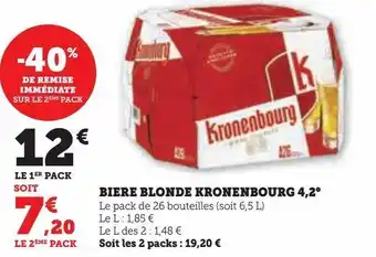 Hyper U Biere blonde kronenbourg 4,2° offre