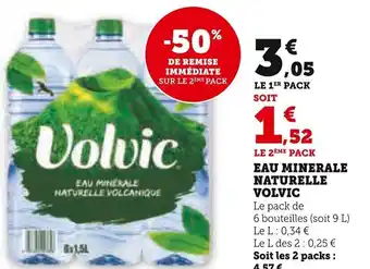 Super U EAU MINERALE NATURELLE VOLVIC offre