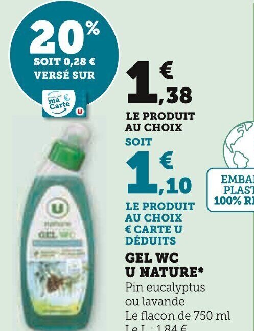 Promo GEL WC U NATURE chez Super U