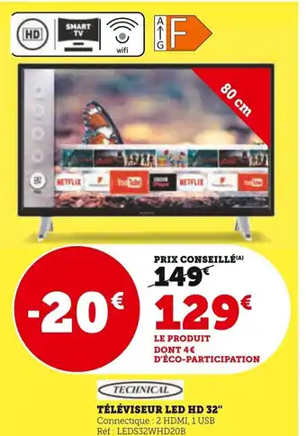 Super U TÉLÉVISEUR LED HD 32" offre
