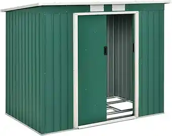 Juskys abri de jardin en métal de 4m³ avec toit en pente, porte coulissante et fondation - 213×130×173cm - outils de jardi...