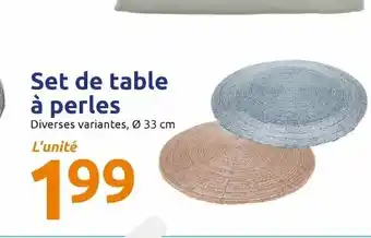 Action Set de table à perles offre