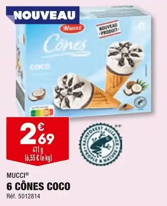 ALDI Mucci 6 cônes coco offre
