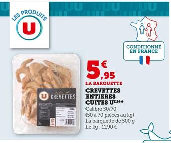 U Express U crevettes entieres cuites offre
