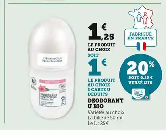 U Express U deodorant bio offre