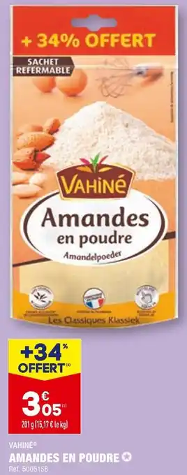 ALDI Vahiné amandes en poudre offre