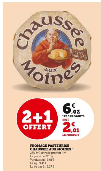 U Express Chaussee aux moines fromage pasteurise offre