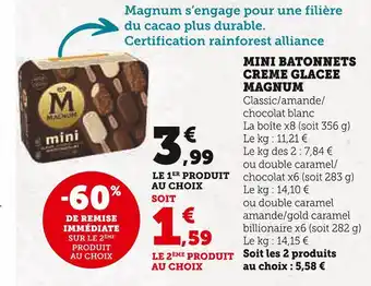 U Express Magnum mini batonnets creme glacee offre