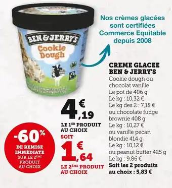 U Express Ben & jerry's creme glacee offre