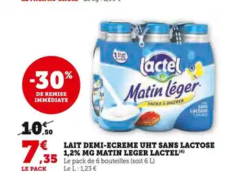 U Express Matin leger lait demi-ecreme uht sans lactose 1,2% mg lactel offre
