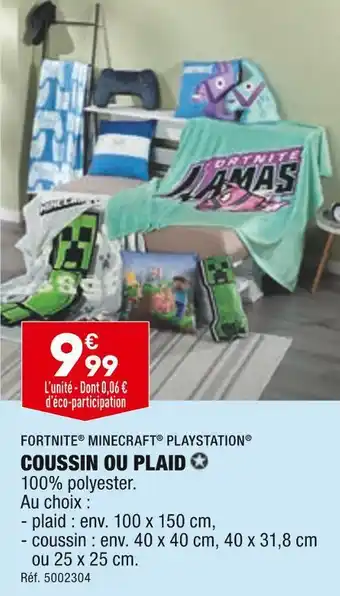 ALDI Fortnite® / minecraft® / playstation® coussin ou plaid offre
