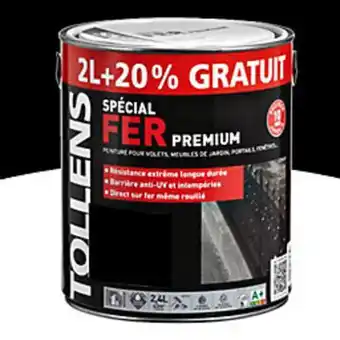 Peinture fer extérieur/intérieur noir satin tollens 2l + 20% gratuit
