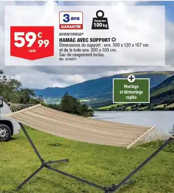 ALDI ADVENTURIDGE HAMAC AVEC SUPPORT offre