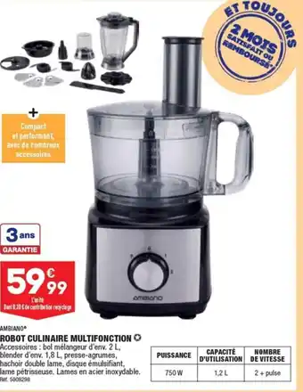 ALDI AMBIANO ROBOT CULINAIRE MULTIFONCTION offre