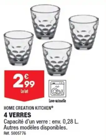 ALDI HOME CREATION KITCHEN 4 VERRES offre