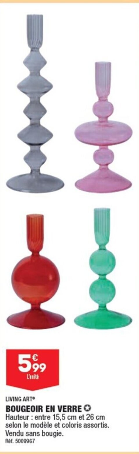ALDI LIVING ART BOUGEOIR EN VERRE offre