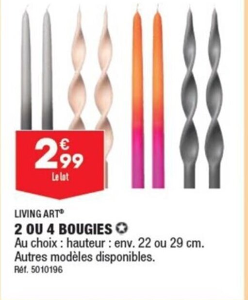 ALDI LIVING ART 2 OU 4 BOUGIES O offre
