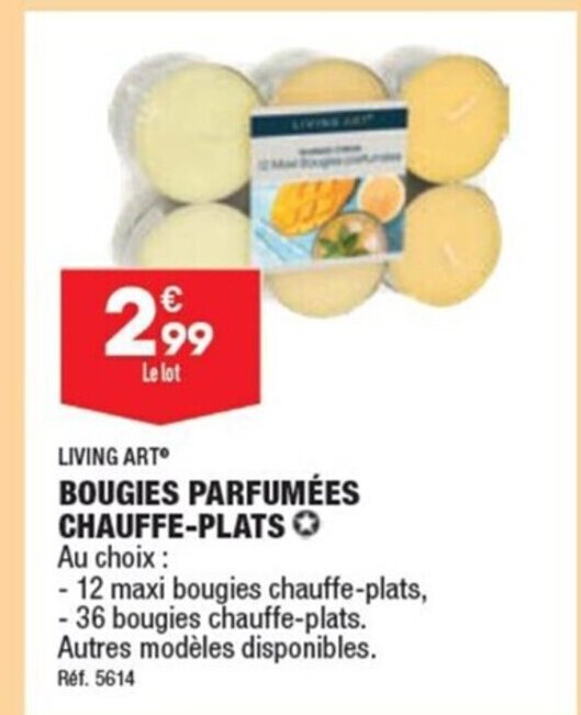 ALDI LIVING ART BOUGIES PARFUMÉES CHAUFFE-PLATS offre
