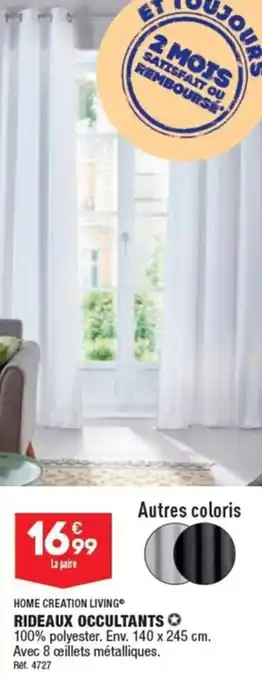 ALDI HOME CREATION LIVING RIDEAUX OCCULTANTS offre