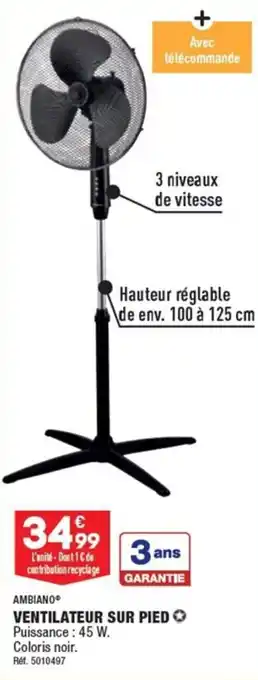 ALDI AMBIANO VENTILATEUR SUR PIED offre