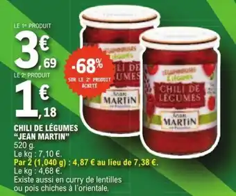 E.Leclerc CHILI DE LÉGUMES "JEAN MARTIN" offre