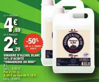 E.Leclerc VINAIGRE 10% D'ACIDITÉ "VINAIGRERIE DU MIDI" 5 L. offre