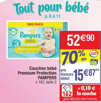 Cora x Carrefour Couches bébé Premium Protection offre