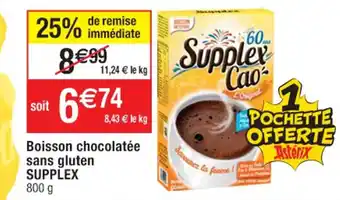 Cora x Carrefour Boisson chocolatée sans gluten SUPPLEX 800 g offre