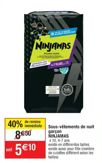 SouSous-vêtements de nuit garçon NINJAMAS