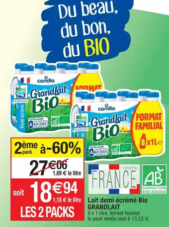 Cora x Carrefour Lait demi écrémé Bio offre
