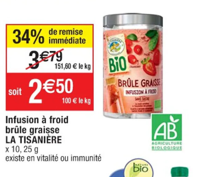 Cora Infusion à froid brûle graisse LA TISANIÈRE offre