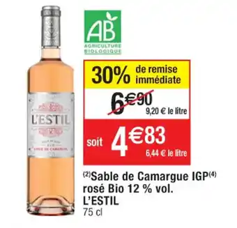 Cora x Carrefour Sable de Camargue IGP(4) rosé Bio 12 % vol. L'ESTIL offre