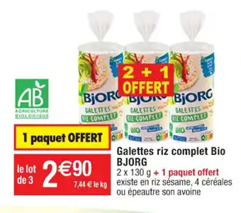 Cora x Carrefour Galettes riz complet Bio BJORG offre