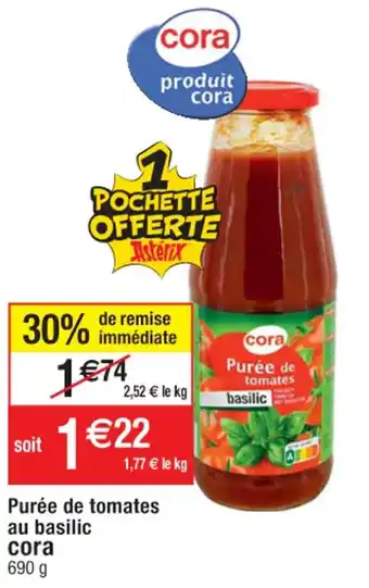 Cora x Carrefour Purée de tomates au basilic cora offre