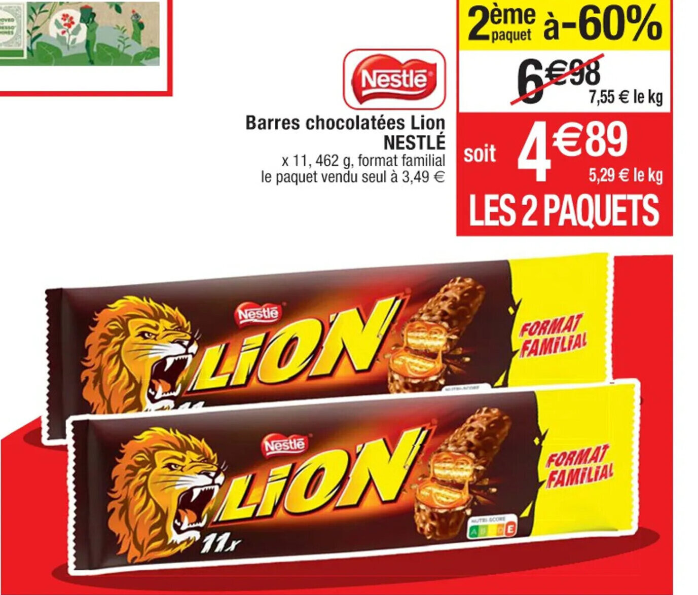 Cora Barres chocolatées Lion NESTLÉ offre