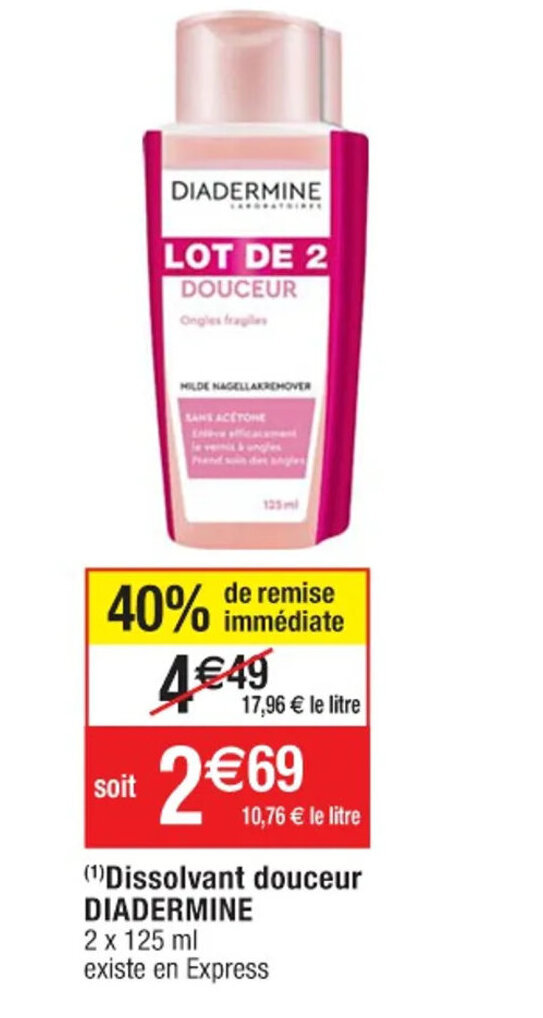 Cora (1)Dissolvant douceur DIADERMINE offre