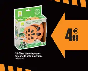 (Âč)BrĂ»leur avec 6 spirales citronnelle anti-moustique