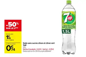 Carrefour Soda sans sucres citron et citron vert 7UP offre