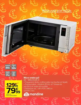 Carrefour Micro-ondes gril offre