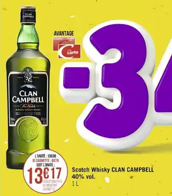 Casino Supermarchés Scotch Whisky CLAN CAMPBELL 40% vol. offre