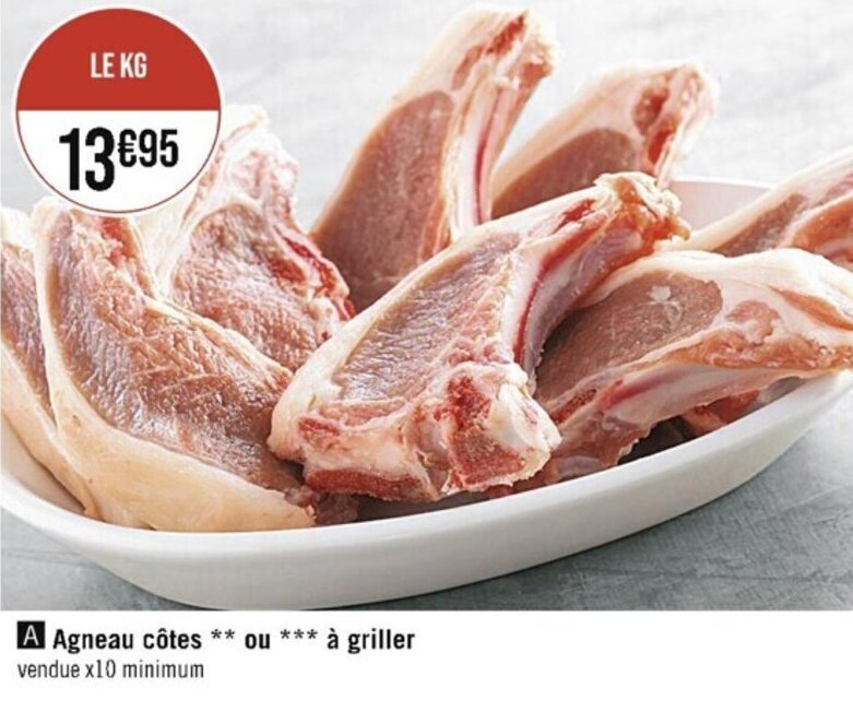 Casino Supermarchés Agneau côtes ** ou *** à griller offre