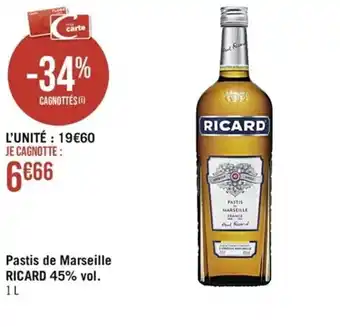 Pastis de Marseille RICARD 45% vol. 1L